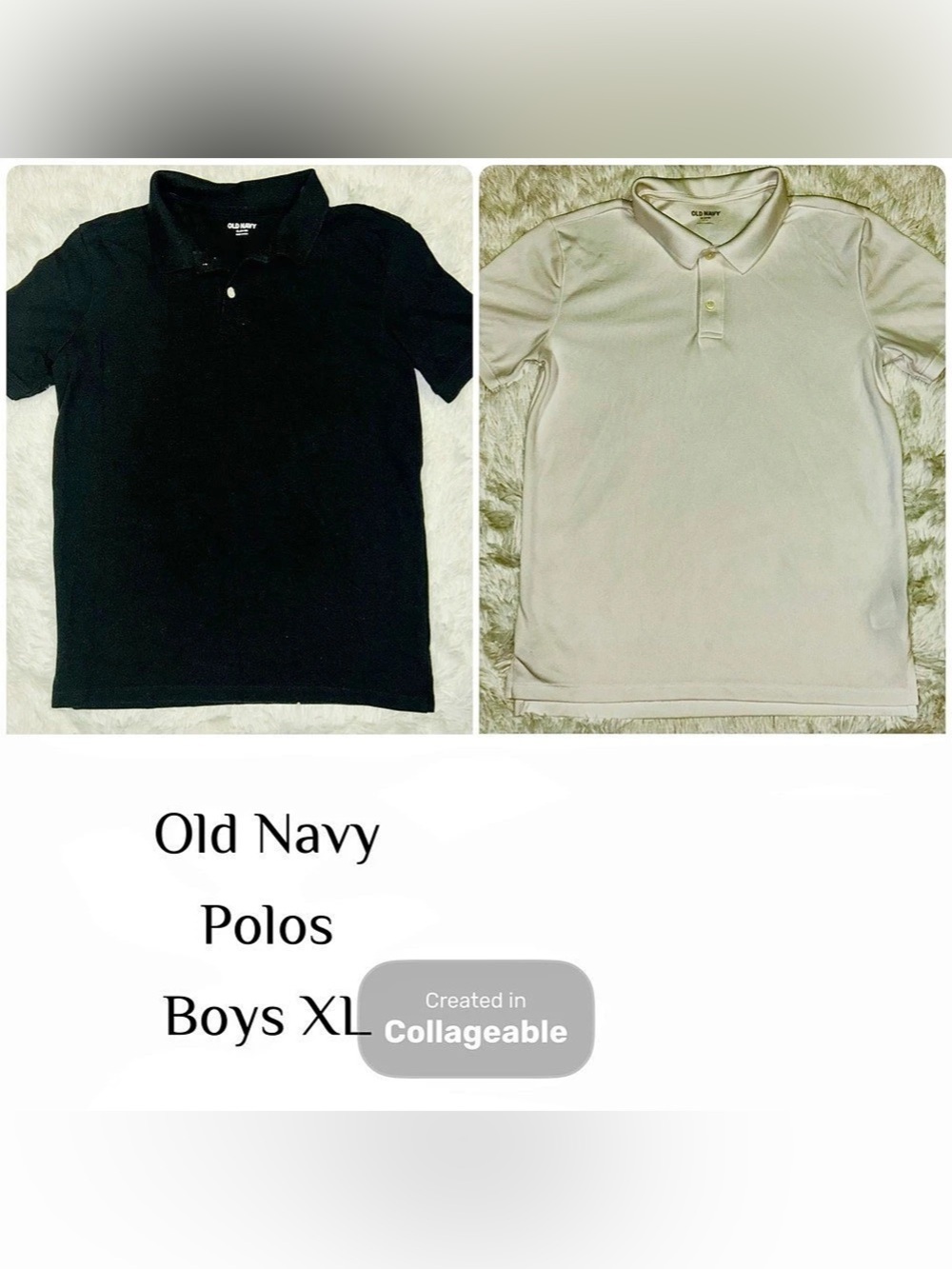 Old Navy Boys Polo Shirts Black & White Size XL